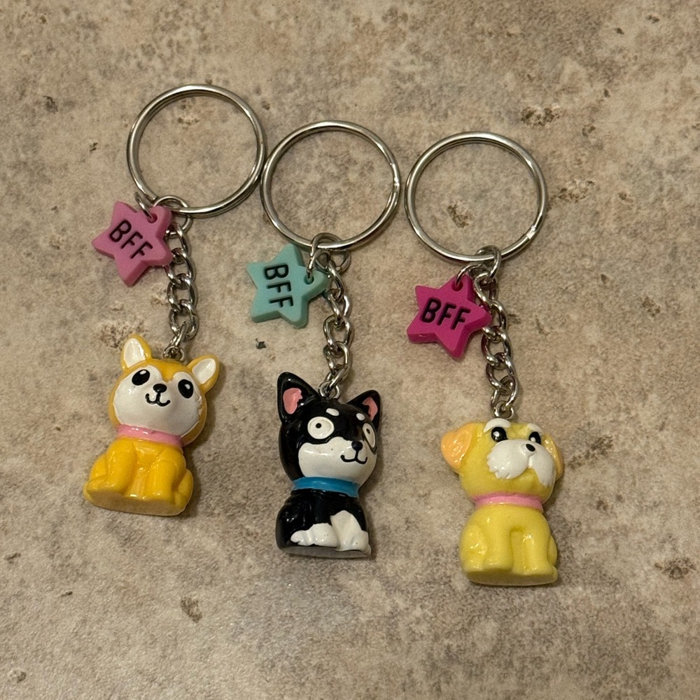 Adorable Dog Keychains with BFF Charms